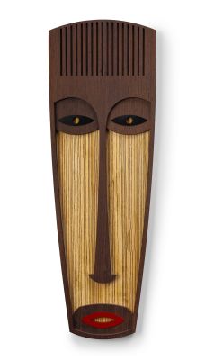 Moderne afrikanische Maske aus Holz, Umasqu Wanddeko, handgefertigtes Einzelstück für stilvolle Wandgestaltung.